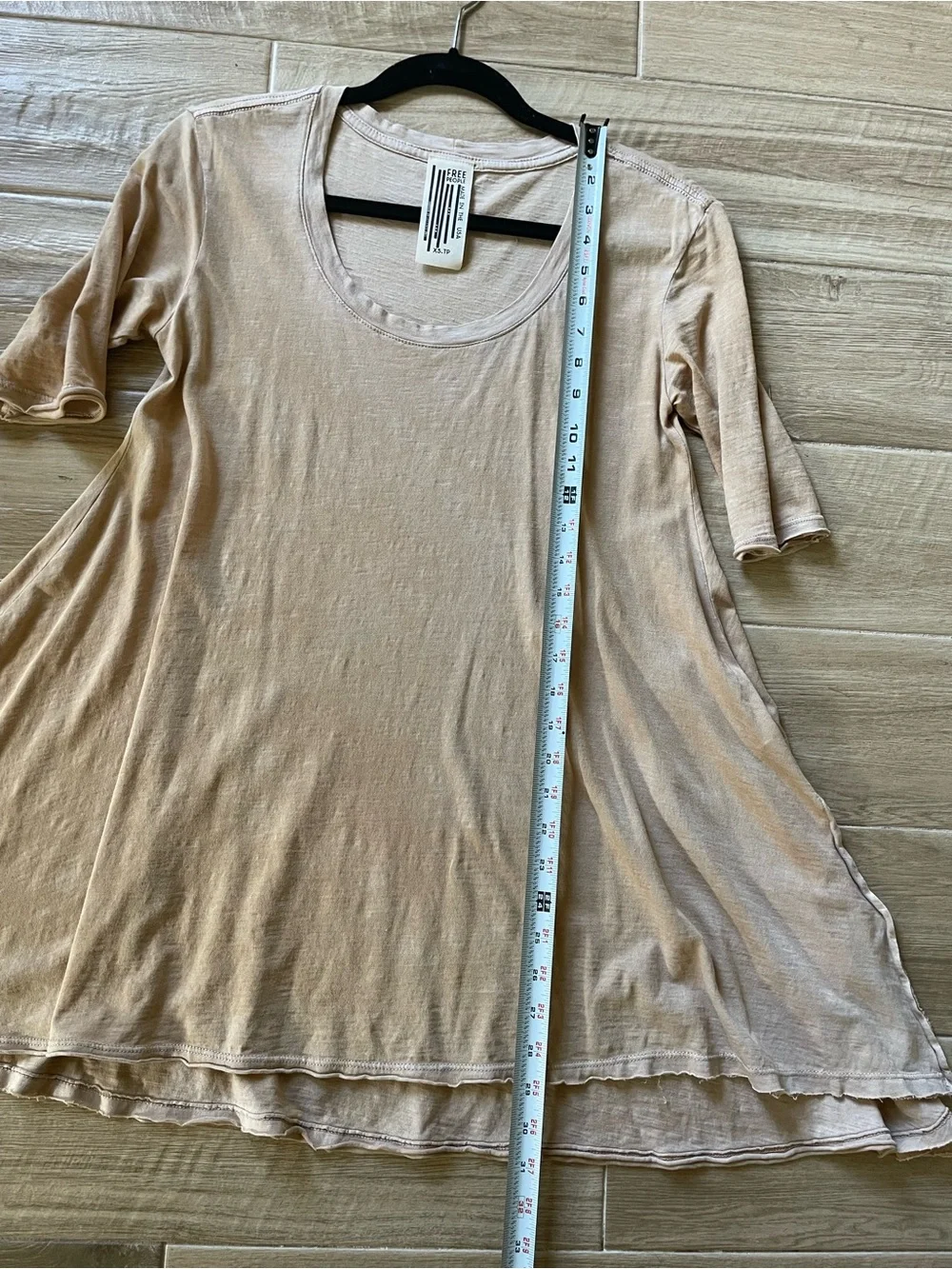 Free People Beige Short Sleeve Scoop Neck Tunic